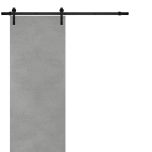 Sturdy Barn Door | Planum 0010 Concrete | Top Mount 6.6FT Rail Hangers Heavy Hardware Set | Solid Panel Interior Doors