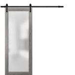 Planum 2102 Interior Sliding Barn Door Ginger Ash with Black Hardware Rail Set 6.6ft