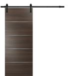 Sliding Barn Door with Hardware | Planum 0020 Chocolate Ash | 6.6FT Rail Hangers Sturdy Set | Modern Solid Panel Interior Doors