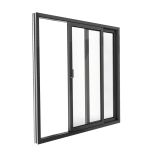 Patio Exterior Metal-Plastic Sliding Doors / Patio 8166 Matte Black 64" x 80" Left active door / Tempered Clear Glass Bypass Door