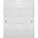 Planum 0020 Interior Modern Closet Bypass Doors White Silk with Tracks Pulls Hardware