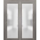 Planum 2102 Interior Modern Closet Bypass Doors Ginger Ash with Tracks Pulls Hardware