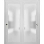 Planum 2102 Interior Modern Closet Bypass Doors White Silk with Tracks Pulls Hardware