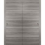 Sliding Closet Bypass Doors with hardware | Planum 0020 Ginger Ash | Sturdy Rails Moldings Trims Hardware Set | Modern Wood Solid Bedroom Wardrobe Doors