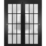 Sliding Closet 12 Lites Bypass Doors | Felicia 3312 | Sturdy Rails Moldings Trims Hardware Set | Wood Solid Bedroom Wardrobe Doors -36" x 80" (2* 18x80)