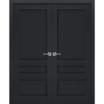 Interior Solid French Double Doors | Veregio 7411 Antracite | Wood Solid Panel Frame Trims | Closet Bedroom Sturdy Doors 