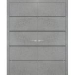 Planum Solid French Double Doors | Planum 0015 Concrete and Aluminum Strips | Wood Solid Panel Frame Trims | Closet Bedroom Sturdy Doors