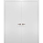 Solid French Double Doors | Planum 0010 White Silk | Wood Solid Panel Frame Trims | Closet Bedroom