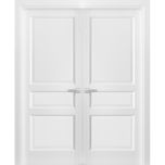 French Double Panel Solid Doors with Hardware | Lucia 31 White Silk | Pre-hung Panel Frame Trims | Bathroom Bedroom Interior Sturdy Door