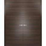 Solid French Double Doors | Planum 0010 Chocolate Ash | Wood Solid Panel Frame Trims | Closet Bedroom