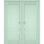 Interior Solid French Double Doors | Veregio 7411 Oliva | Wood Solid Panel Frame Trims | Closet Bedroom Sturdy Doors 