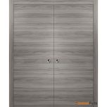 Planum 0010 Modern Interior Closet Sliding Flush Double Pocket Doors Ginger Ash with Frames Tracks Hardware Set