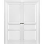 French Double Pocket Doors | Lucia 31 White Silk | Kit Trims Rail Hardware | Solid Wood Interior Pantry Kitchen Bedroom Sliding Closet Sturdy Door