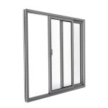 Patio Exterior Metal-Plastic Sliding Doors / Patio 8166 Gray Ash 64" x 80" Left active door / Tempered Clear Glass Bypass Door