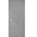 Sliding French Pocket Door with | Planum 0010 Concrete | Kit Trims Rail Hardware | Solid Wood Interior Bedroom Sturdy Doors