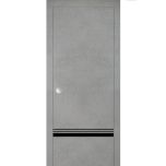 Sliding French Pocket Door with | Planum 0012 Concrete and Aluminum Strips | Kit Trims Rail Hardware | Solid Wood Interior Bedroom Sturdy Doors