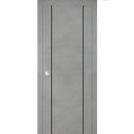 Sliding French Pocket Door with | Planum 0017 Concrete and Aluminum Strips | Kit Trims Rail Hardware | Solid Wood Interior Bedroom Sturdy Doors-18" x 80"