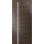 Sliding French Pocket Door with | Planum 0310 Chocolate Ash and Aluminum Strips | Kit Trims Rail Hardware | Solid Wood Interior Bedroom Sturdy Doors