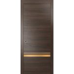 Sliding French Pocket Door with | Planum 2010 Chocolate Ash and Aluminum Strips | Kit Trims Rail Hardware | Solid Wood Interior Bedroom Sturdy Doors