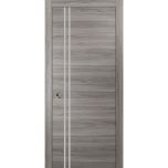 Sliding French Pocket Door with | Planum 0310 Ginger Ash and Aluminum Strips | Kit Trims Rail Hardware | Solid Wood Interior Bedroom Sturdy Doors