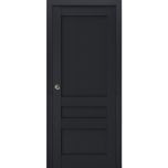 Sliding French Pocket Door | Veregio 7411 Antracite | Kit Trims Rail Hardware | Solid Wood Interior Bedroom Sturdy Doors