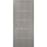 Modern Pocket Door | Planum 0020 Grey Oak | Kit Trims Rail Hardware | Solid Wood Interior Bedroom Sliding Closet Sturdy Doors