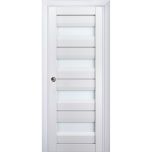 Sliding French Pocket Door | Veregio 7455 White Silk with Frosted Glass | Kit Trims Rail Hardware | Solid Wood Interior Bedroom Sturdy Doors