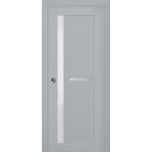 Sliding French Pocket Door | Veregio 7288 Matte Grey with Frosted Glass | Kit Trims Rail Hardware | Solid Wood Interior Bedroom Sturdy Doors