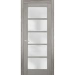 Solid French Door | Quadro 4002 Ginger Ash with Frosted Glass | Single Regular Panel Frame Trims Handle | Bathroom Bedroom Sturdy Doors 