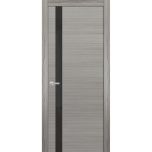 Solid Interior French | Planum 0040 Ginger Ash with Black Glass| Single Regular Panel Frame Trims Handle | Bathroom Bedroom Sturdy Doors 