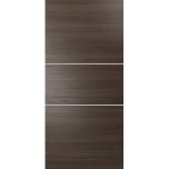 Slab Barn Door Panel | Planum 0110 Chocolate Ash and Aluminum Strips | Sturdy Finished Doors | Pocket Closet Sliding