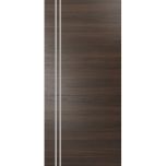 Slab Barn Door Panel | Planum 0310 Chocolate Ash and Aluminum Strips | Sturdy Finished Doors | Pocket Closet Sliding