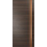 Slab Barn Door Panel | Planum 1010 Chocolate Ash and Aluminum Strips | Sturdy Finished Doors | Pocket Closet Sliding