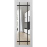 Slab Barn Door Panel Lite | Lucia 2266 White Silk with Clear Glass and Aluminum Strips | Sturdy Finished Modern Doors | Pocket Closet Sliding