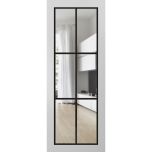 Slab Barn Door Panel Lite | Lucia 2366 White Silk with Clear Glass and Aluminum Strips | Sturdy Finished Modern Doors | Pocket Closet Sliding