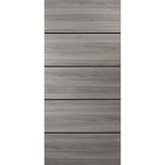 Slab Barn Door Panel | Planum 0015 Ginger Ash and Aluminum Strips | Sturdy Finished Doors | Pocket Closet Sliding