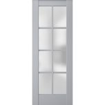 Slab Barn Door Panel | Veregio 7412 Matte Grey with Frosted Glass | Sturdy Finished Doors | Pocket Closet Sliding