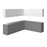 Kitchen Modern Collection Gray & White Gloss Color Base Size 10x8,5Ft Wide