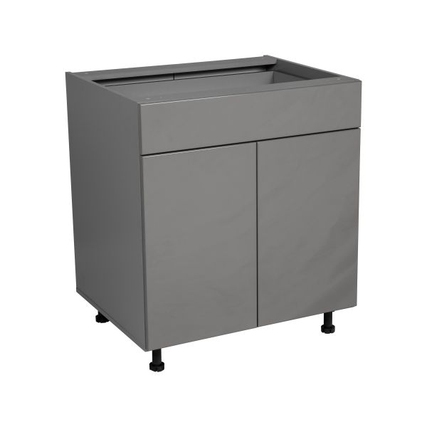 24" Base Cabinet Double Door Single Drawer with Grey Gloss door