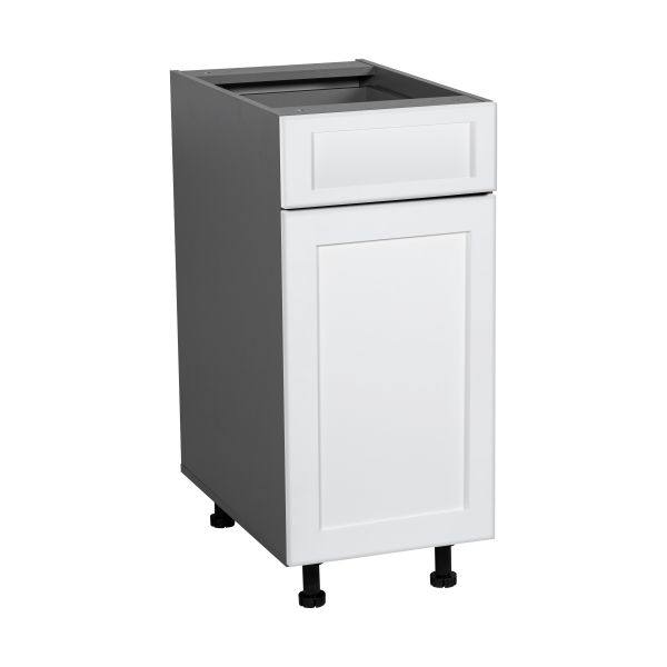 21" Base Cabinet Single Door Single Drawer with Shaker White Matte door