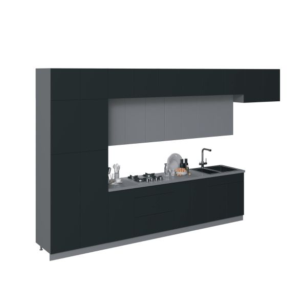 Kitchen Serene Collection Black Color & Gray Base Size 15Ft Wide