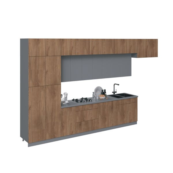 Kitchen Serene Collection Natural Teak & Gray Color Base Size 15Ft Wide