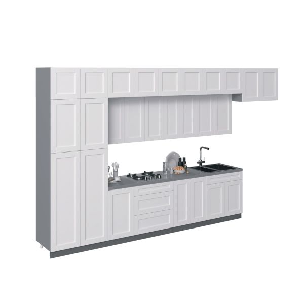 Kitchen Serene Collection White Matte Color Base Size 15Ft Wide