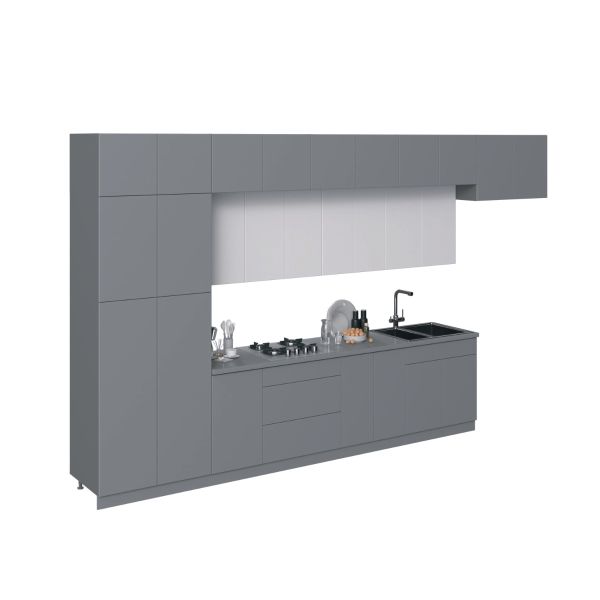Kitchen Serene Collection Gray & White Gloss Color Base Size 15Ft Wide