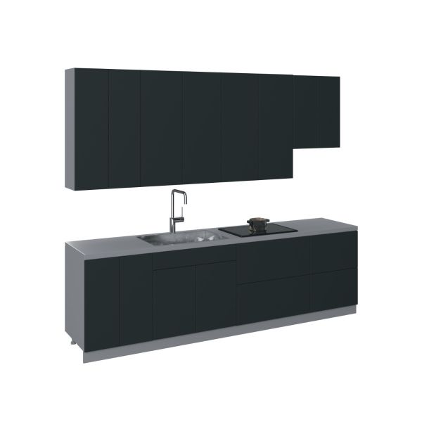 Kitchen Contemporary Collection Black Color Base Size 9.5Ft Wide