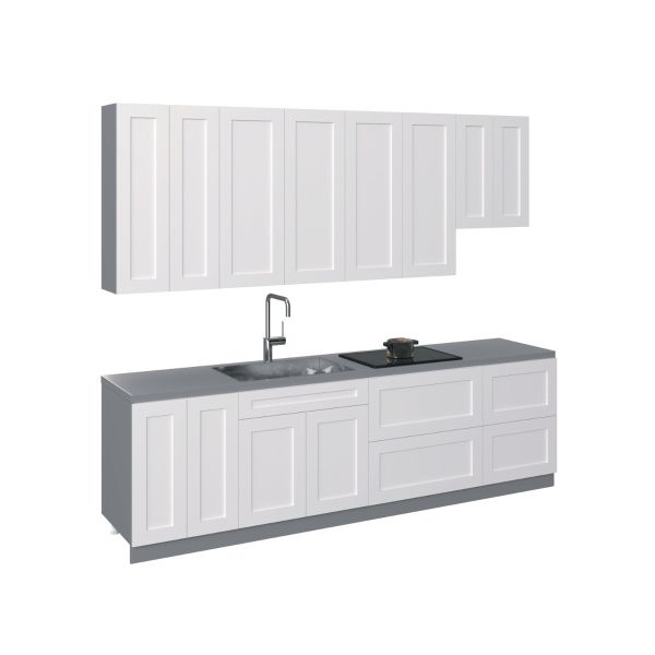 Kitchen Contemporary Collection White Matte Color Base Size 9.5Ft Wide