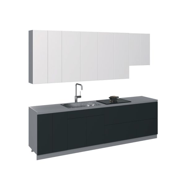 Kitchen Contemporary Collection Black & White Gloss Color Base Size 9.5Ft Wide
