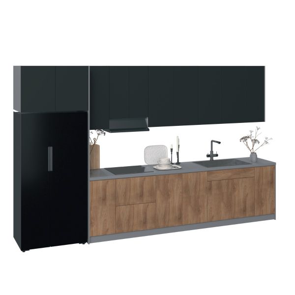 Kitchen Timekeeper Collection Natural Teak & Black Color Base Size 13Ft Wide
