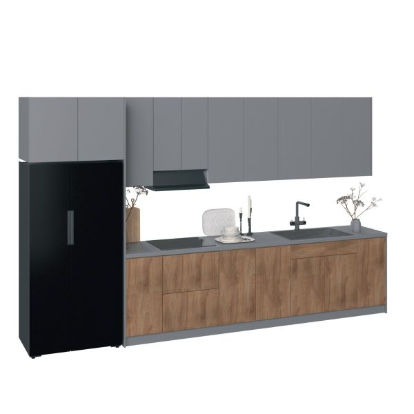 Kitchen Timekeeper Collection Natural Teak & Gray Color Base Size 13Ft Wide