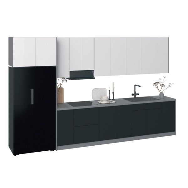 Kitchen Timekeeper Collection Black & White Gloss Color Base Size 13Ft Wide